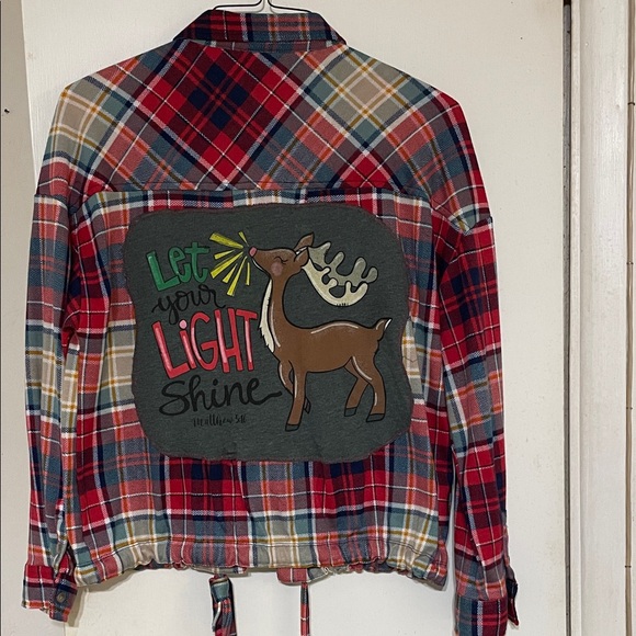 Polly & Esther Red Plaid Crop Top - Picture 1 of 5